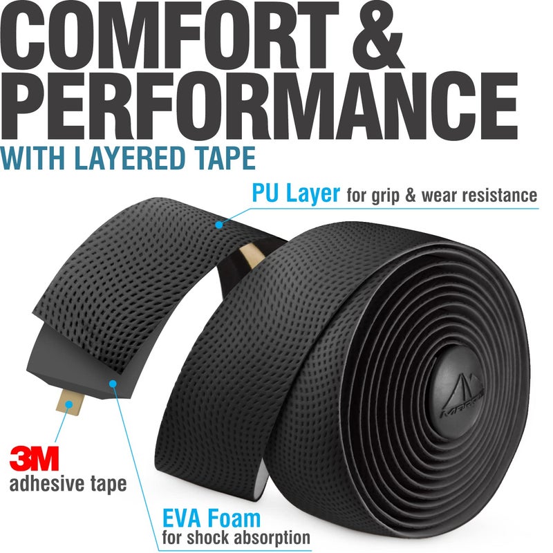 MARQUE Pro Bike Handlebar Tape â€“ Road Cycling Bicycle Padded Handle Bar Wrap with Non-Slip Grip for Drop Bars â€“ 2PCS per Set - Image 3